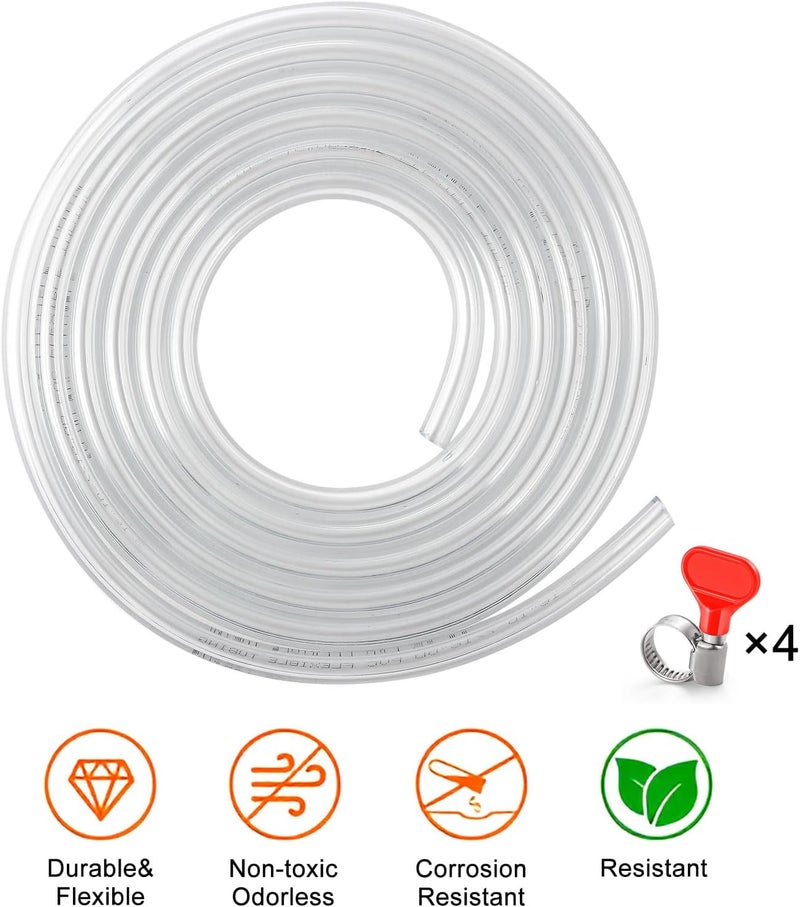 WELLBOM Beer Line Tubing 10 Feet - 3/16'' ID 7/16" OD Beer Keg Lines Clear Vinyl PVC Tubing with 4PCS Hose Clamps Food Grade Kegerator Beer Dispensing Line Hose Replacement Kit - Image 5
